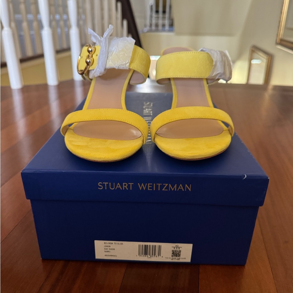 Stuart Weitzman Vibrant Yellow Suede Heels/Slides Size 9.5  NWT
